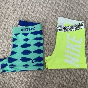 2 PAIRS Nike Pro Spandex Shorts